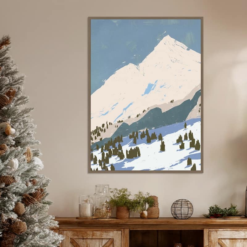 Bunny Slopes I by Jacob Green Framed Canvas Wall Art Print - Sylvie Dark Gold