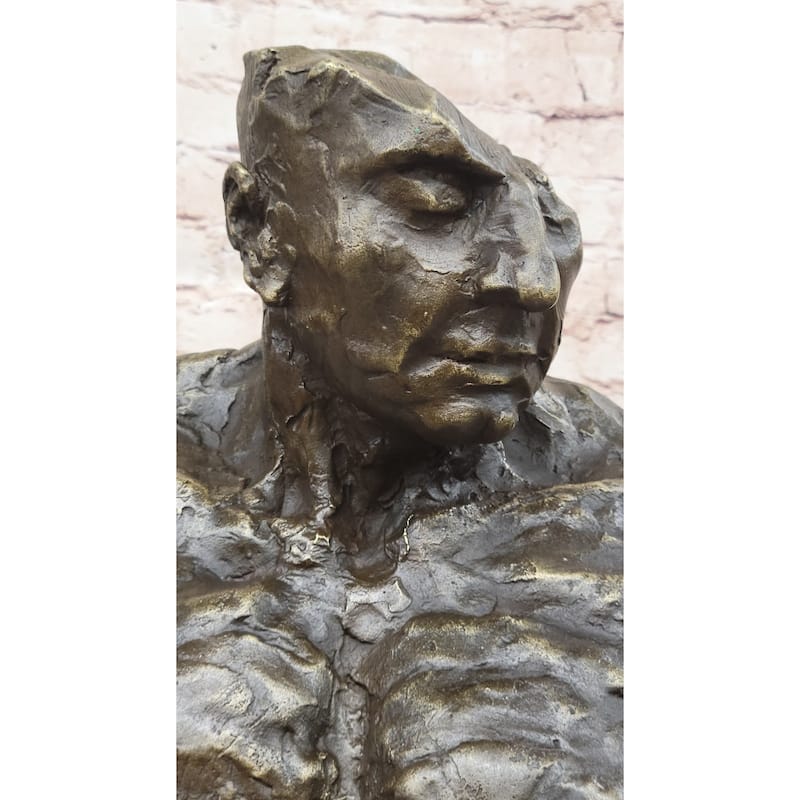 Male Torso W/ Female Figure Inside Surreal Abstract Bronze Statue Sculpture Modern Art 22 Inches X 15 Inches