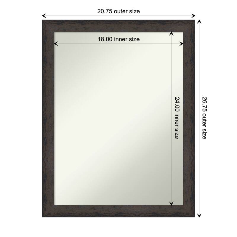 Dappled Narrow Non-Beveled Wood Framed Bathroom Vanity Wall Mirror - Dappled Black Brown Narrow - Glass Size 18x24