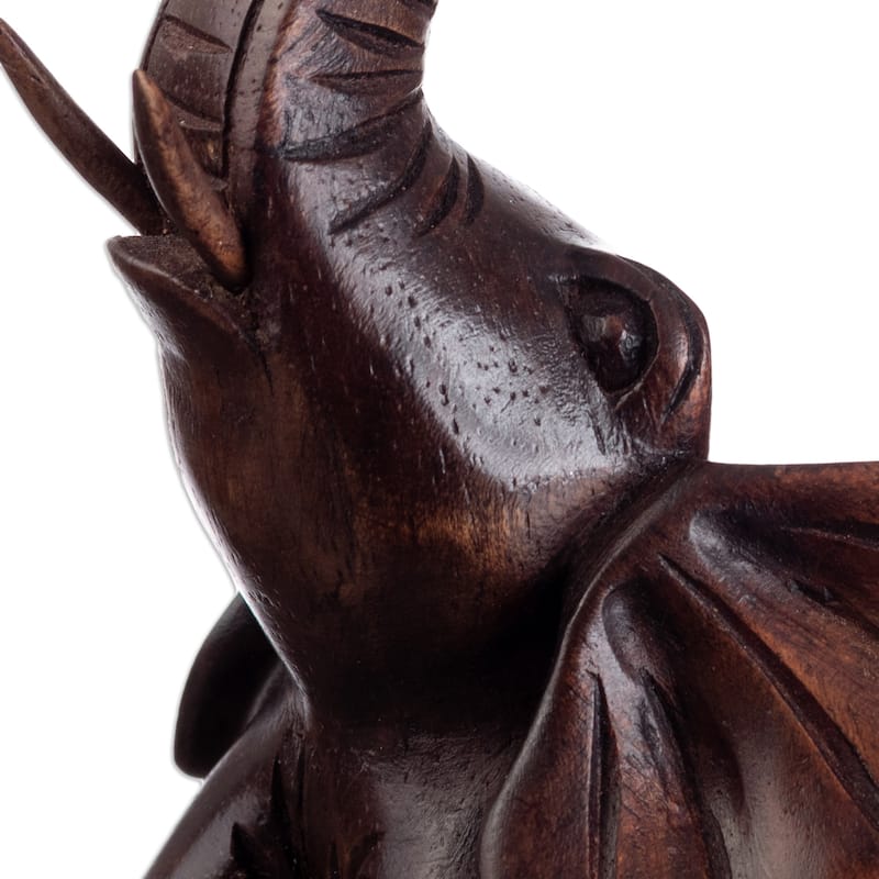 Novica Handmade Prosperity Elephant Wood Phone Holder