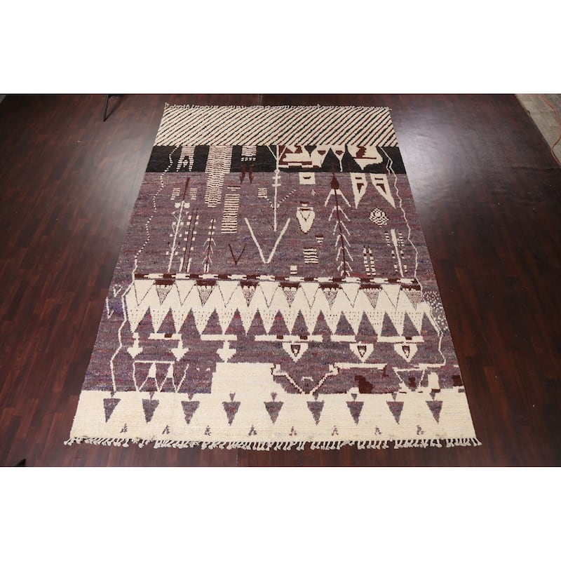 Tribal Geometric Oriental Moroccan Area Rug Hand-knotted Wool Carpet - 9'10" x 13'10"