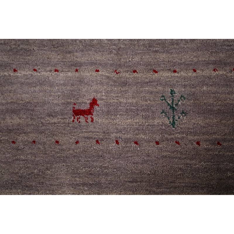 Little Animals Gray Gabbeh Indian Area Rug Handmade Wool Carpet - 5'1"x 8'0"