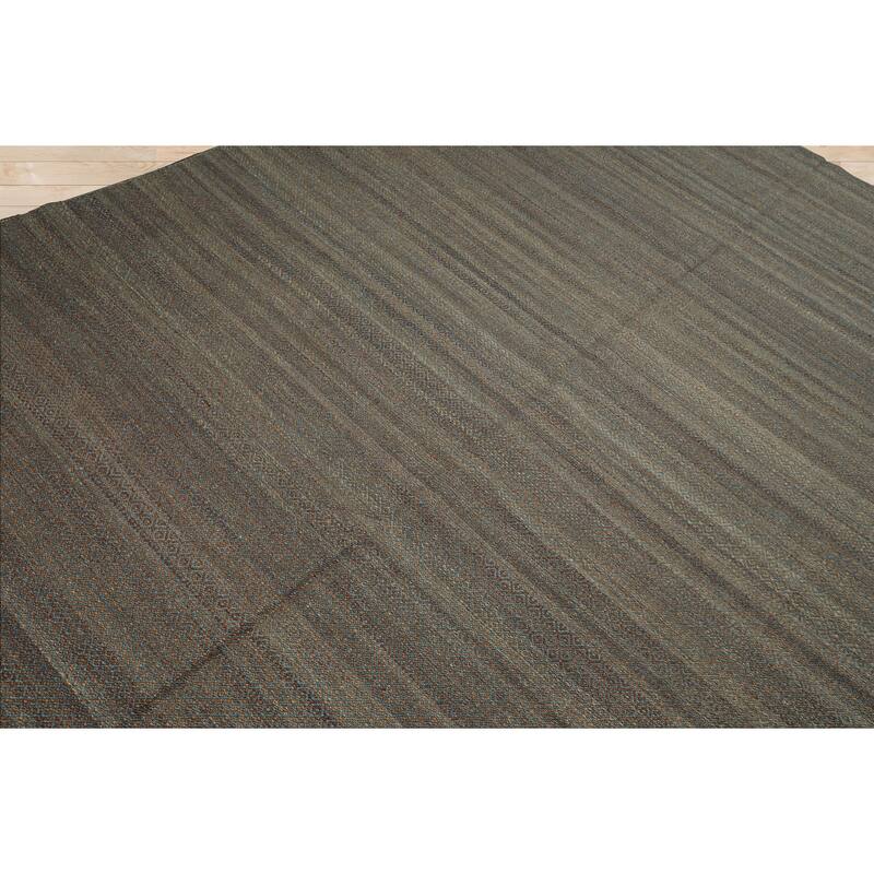 8x10 Hand Woven Flatweave Wool Teal Boho Modern & Contemporary Kilim Rug - 8' x 10'