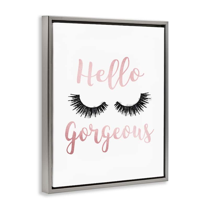 Stupell Hello Gorgeous Black Eyelashes Typography Floater Frame - White