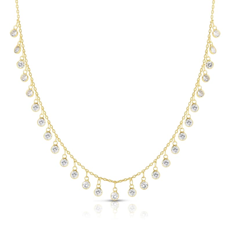 Soleil Sterling Silver Cubic Zirconia Charm Necklace - Yellow