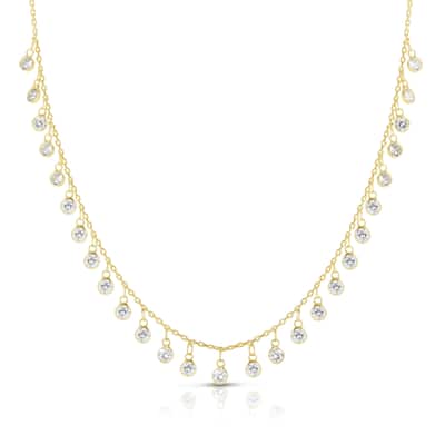 Soleil Sterling Silver Cubic Zirconia Charm Necklace