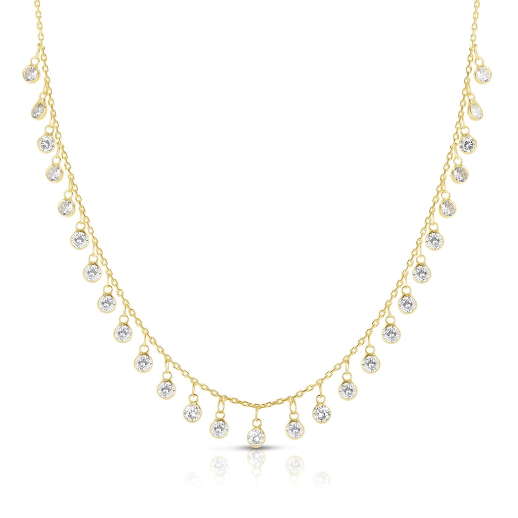 Soleil Sterling Silver Cubic Zirconia Charm Necklace