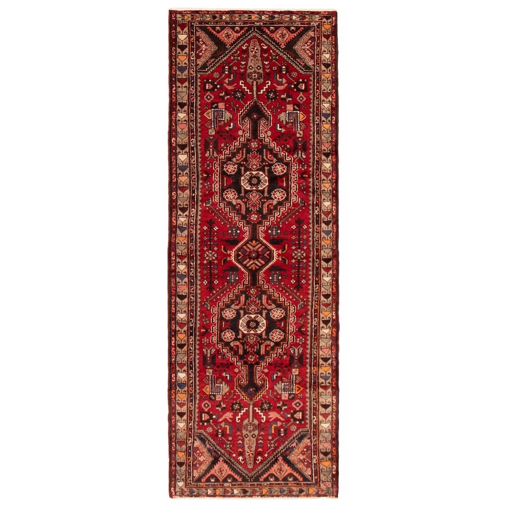 ECARPETGALLERY Hand-knotted Anadol Red Wool Rug - 3'5 x 9'9