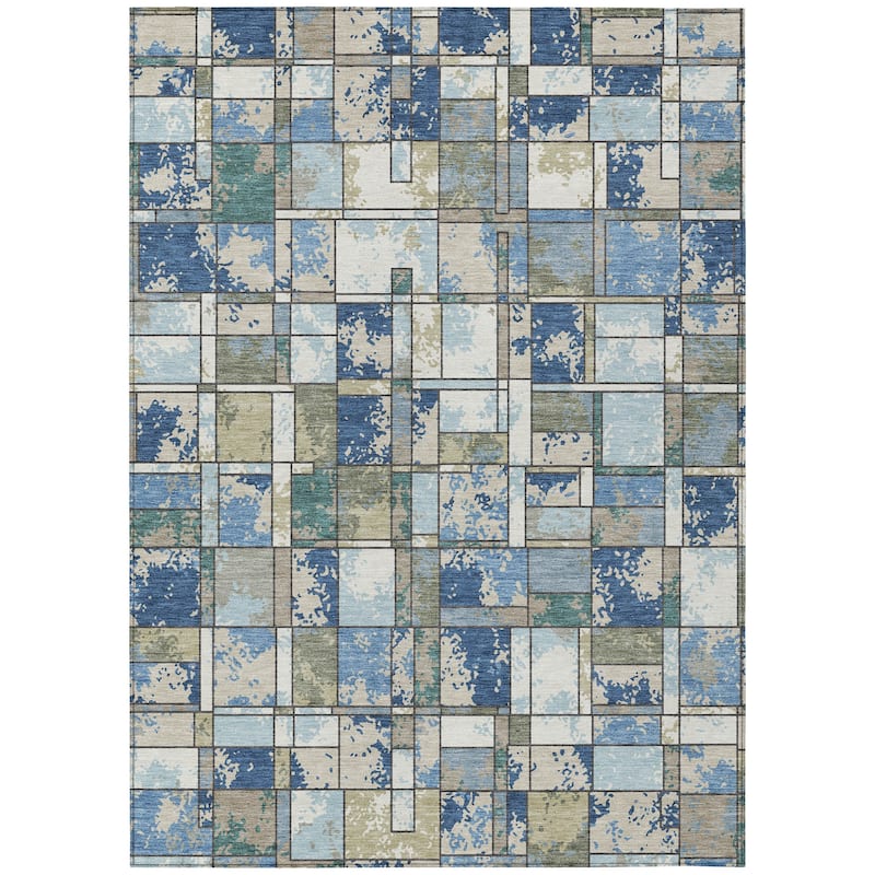 Machine Washable Indoor/ Outdoor Patchwork Chantille Rug