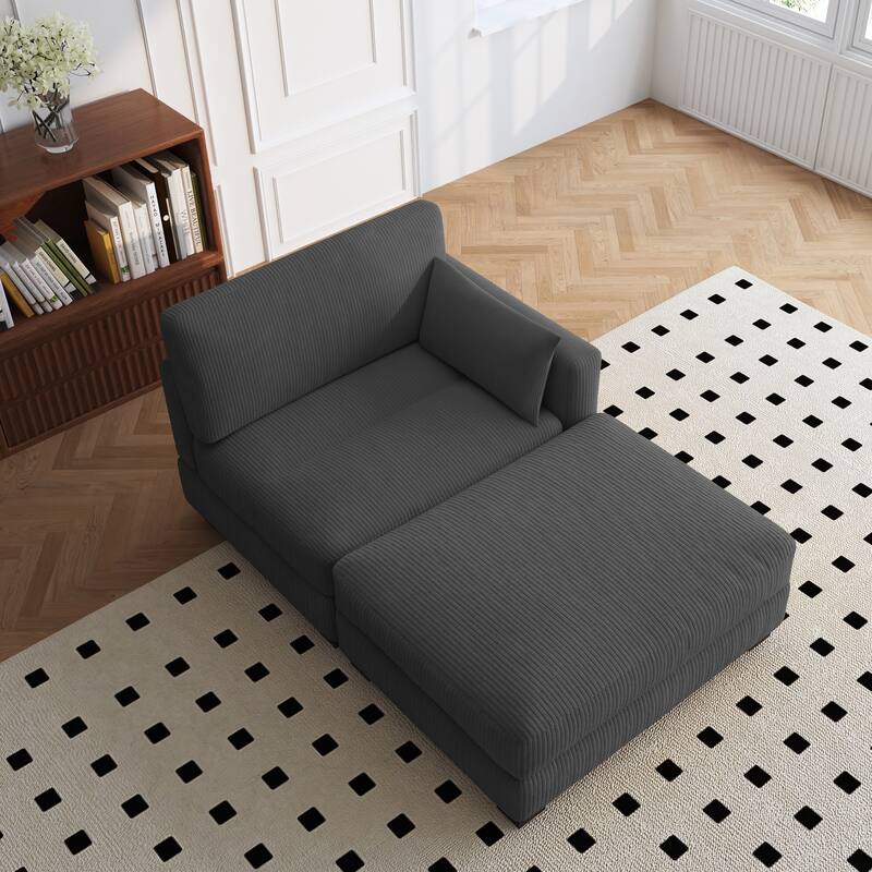 Modern Chaise Lounge Modular Sectional Sofa - Grey - Right Facing