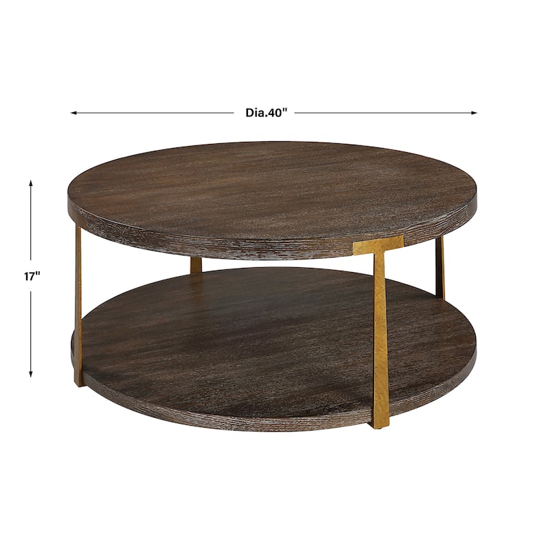 Uttermost Palisade Round Wood Coffee Table - 40 W X 17 H X 40 D (in)