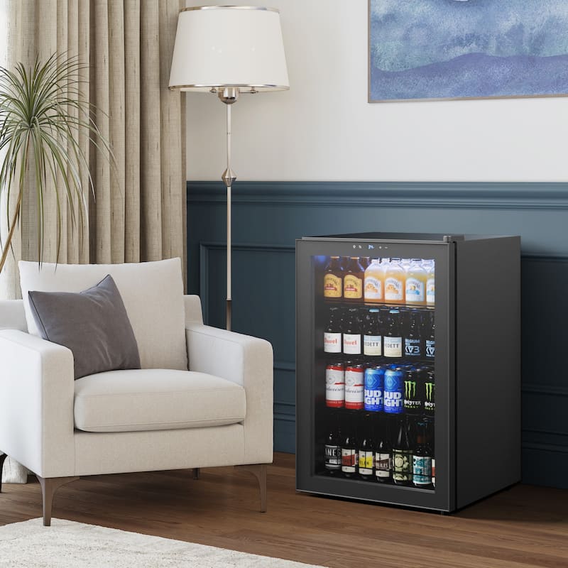 141-Cans Beverage Cooler, Mini Fridge with Adjustable Shelves