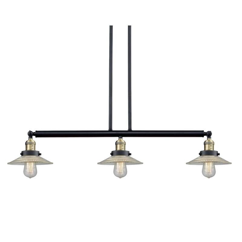 Innovations Lighting Halophane 3 Light 41" Wide Linear Chandelier - Black / Antique Brass / Flat