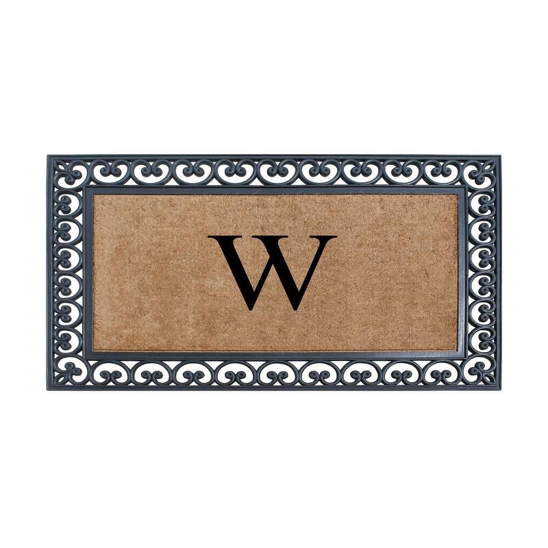 A1HC Natural Rubber and Coir Monogrammed Front Porch Entry Doormat 30"X48" - W