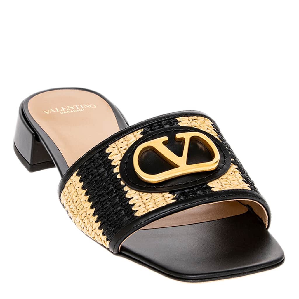 Valentino VLogo Signature Crochet Raffia Sandals