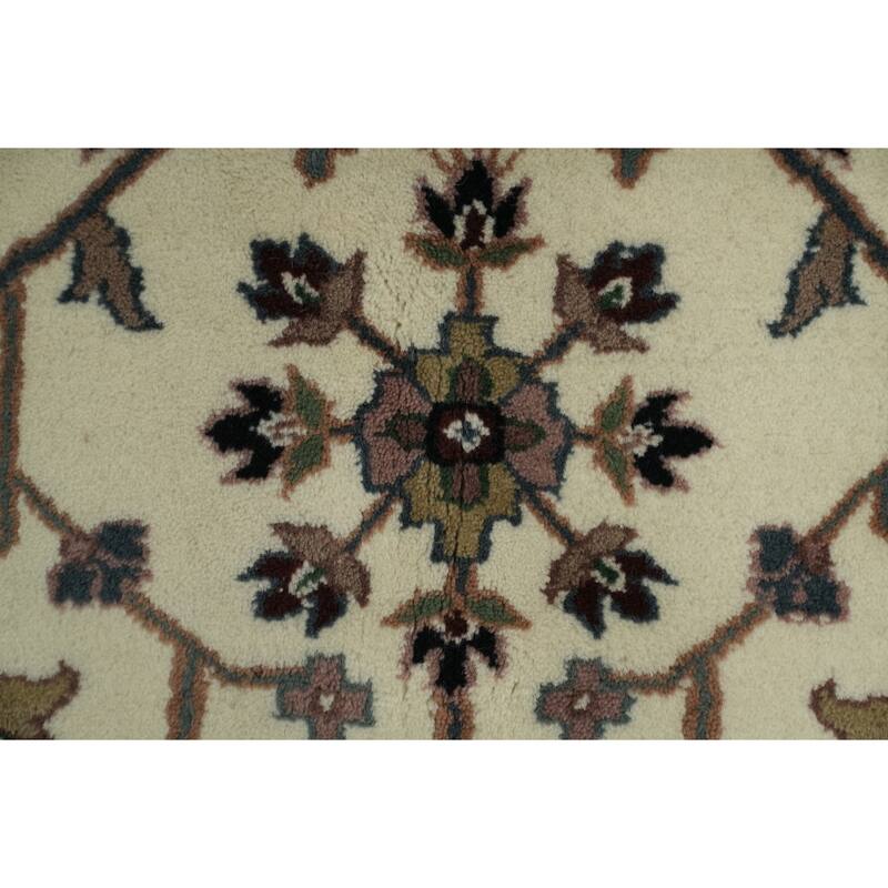 Hand Knotted Oriental 100% Wool Carpet Traditional Beige & Ivories Kashan Area Rug - 10' 1'' X 7' 9''