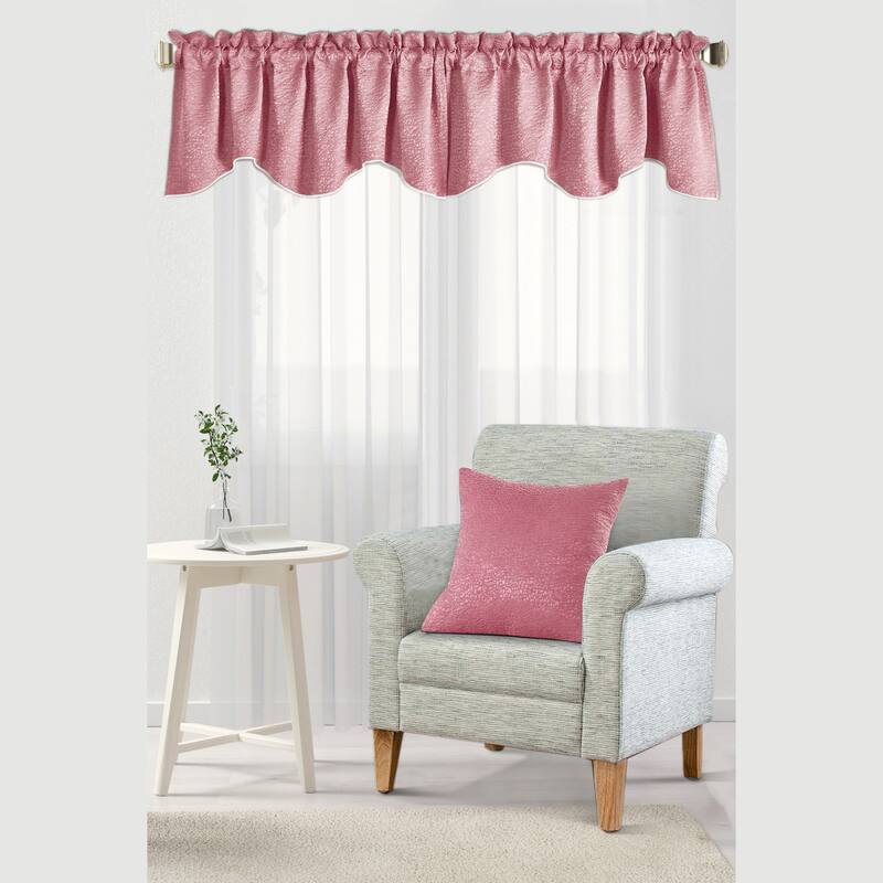 Peralta Jacquard Chenille Window Valance and Pillow Shell Set - 56" x 19" - angola-candy pink