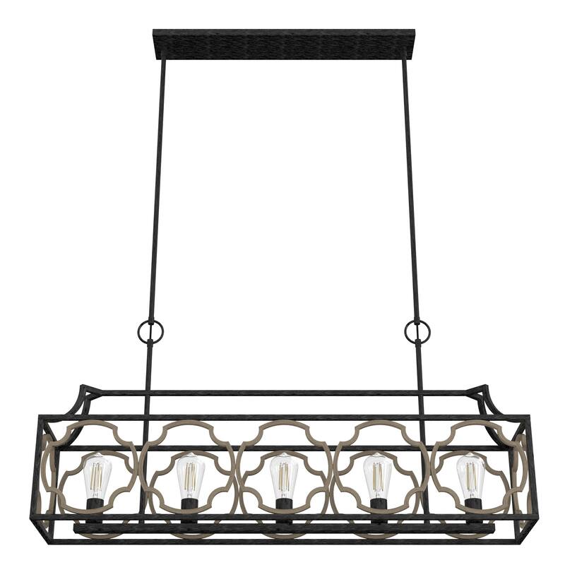 Hunter Stone Creek 5-Light Modern Farmhouse Linear Chandelier - Dining Room - Rustic, Transitional