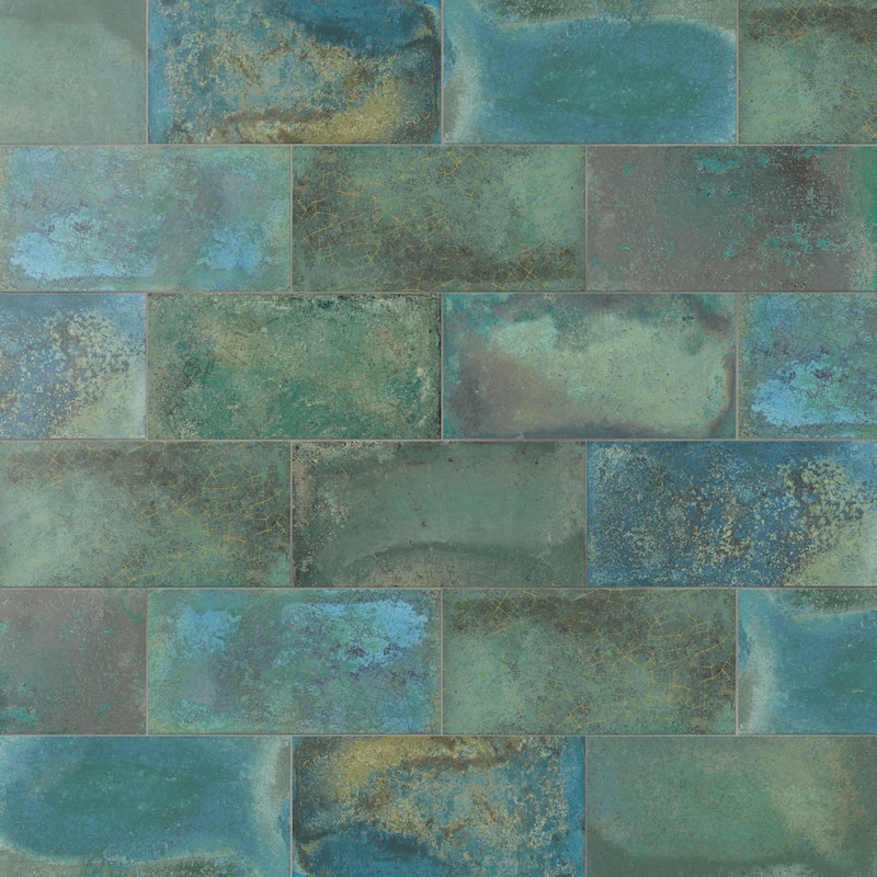 Merola Tile Atelier Volcan Green 4-1/2" x 9-1/8" Porcelain Floor and Wall Tile