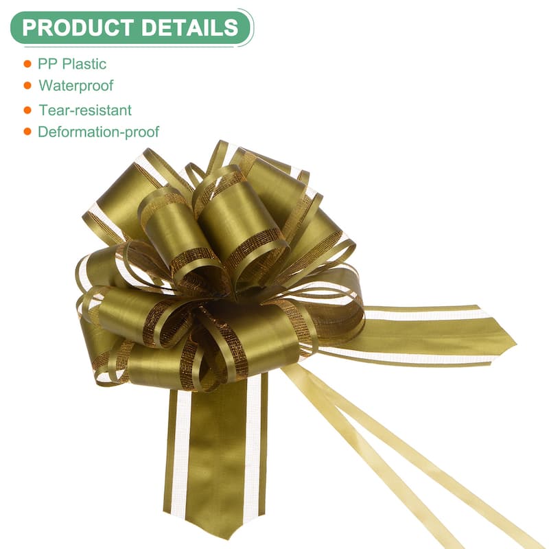 10pcs Large Pull Bow 6 Inch Bows for Wedding Baskets Decorations - Gold