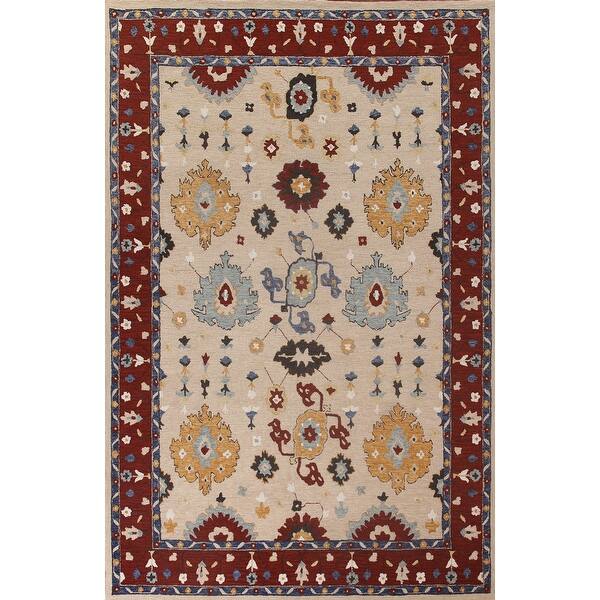 HandTufted Sultanabad Oriental Rug Beige Traditional Wool Carpet Bed