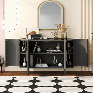 Elegant Sideboard with Adjustable Shelves for Living Room or Office Use and Organization
