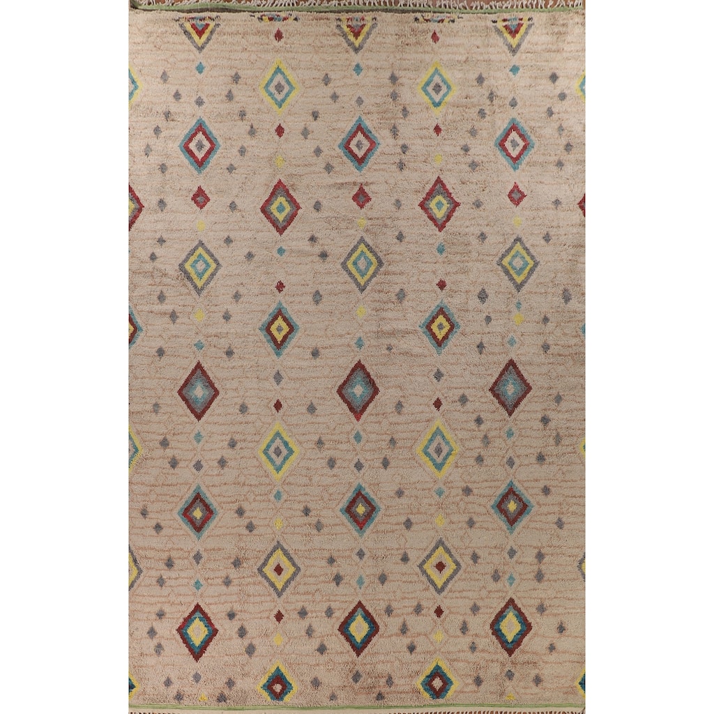 Geometric / Moroccan Large Oriental Area Rug Hand-Knotted Wool Carpet - 12'1" x 18'11"