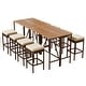 preview thumbnail 6 of 17, 10-Piece Outdoor Patio Counter Height Foldable Dining Set with 8 Cushioned Stools, 2 Acacia Wood Foldable Table