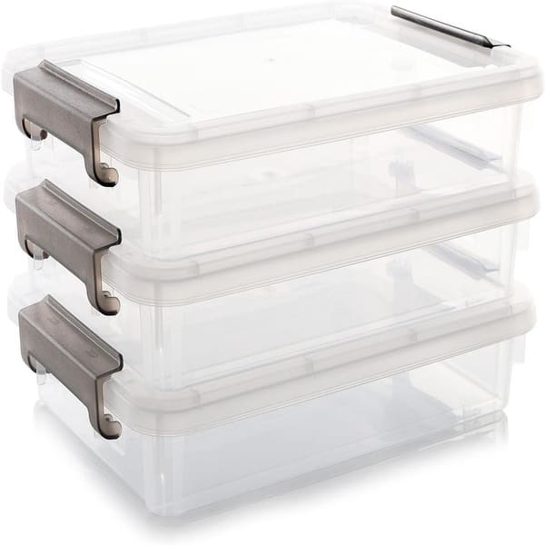3 PCS Plastic Storage Bins with Latching Lids - Bed Bath & Beyond ...