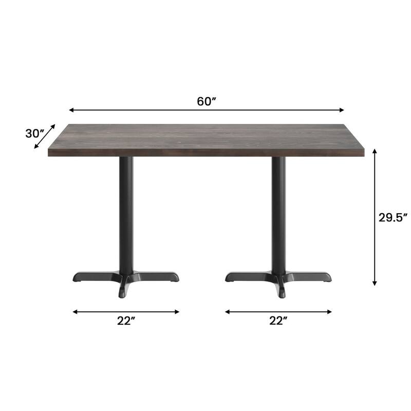 Rectangular Solid Wood Commercial Tabletop with 22" x 22" Dining Height X-Base