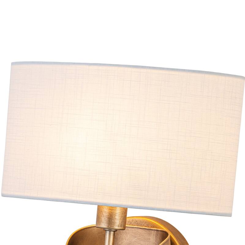 1-Light Half-Round Open Fabric Shade Metal Frame Wall Sconce Modern