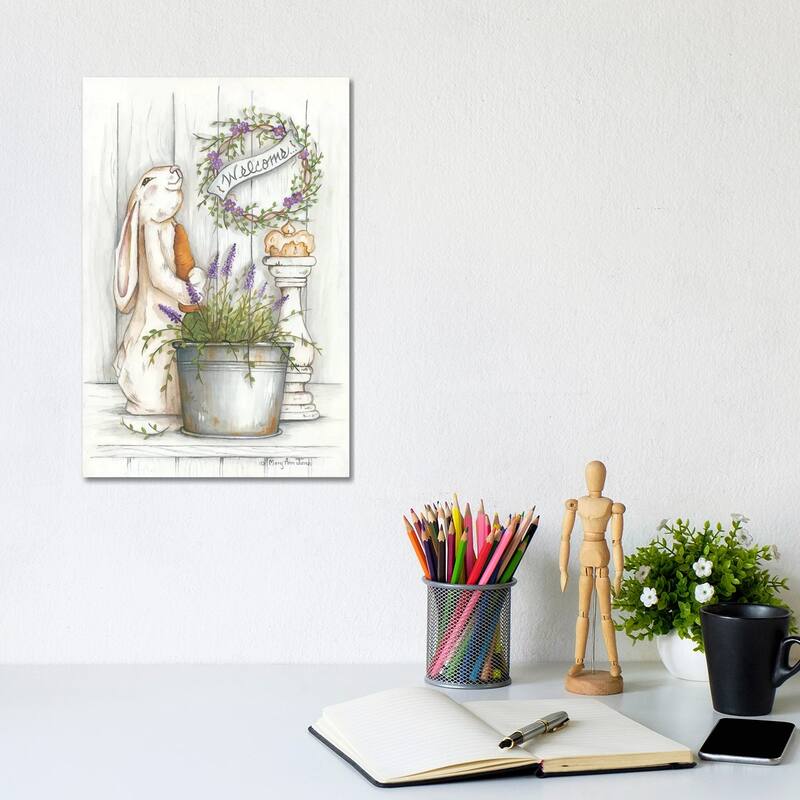 iCanvas "Welcome Bunny" by Mary Anne June Canvas Print - 12x8x0.75