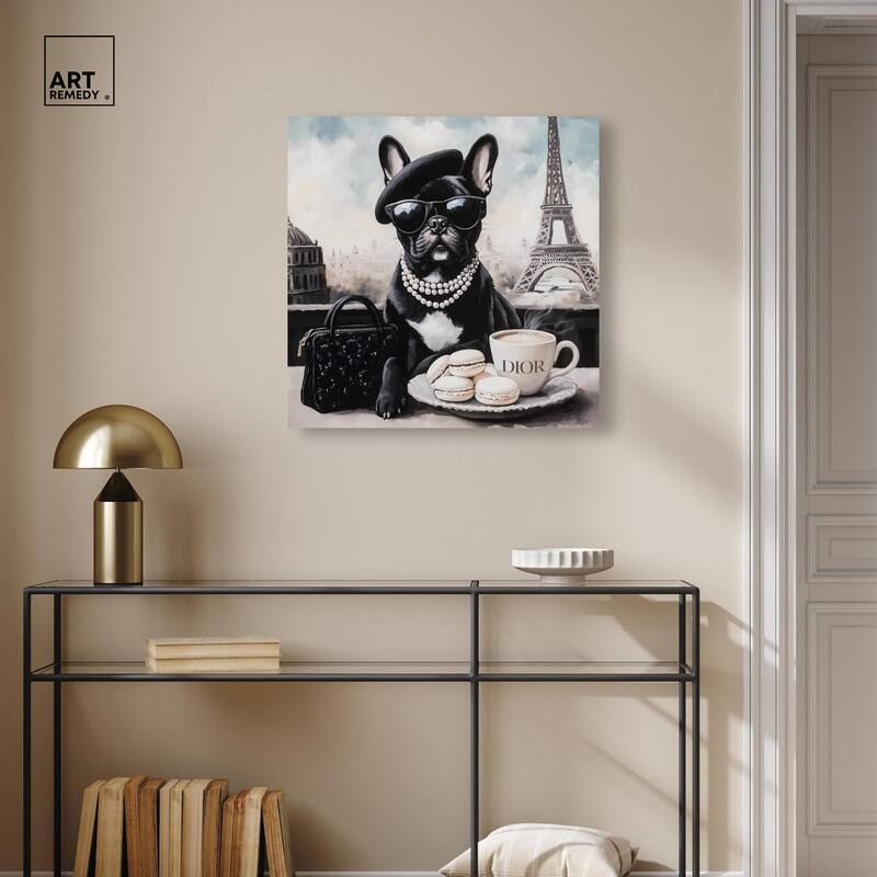 Frenchie in Paris Treats Canvas by Art Remedy, Gallery Wrapped