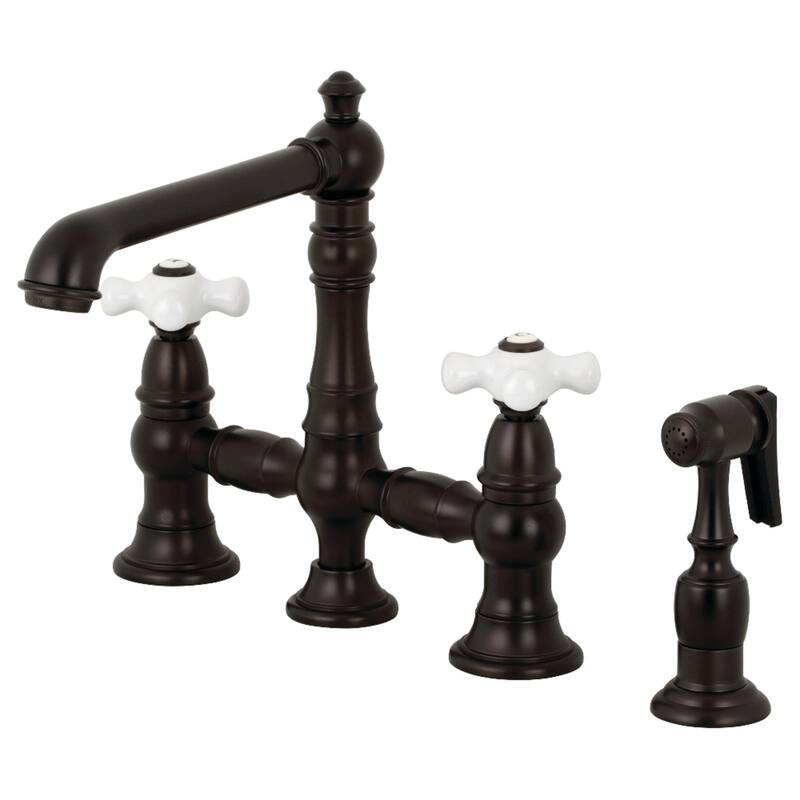 Kingston Brass English Country Bridge Kitchen Faucet with Sprayer