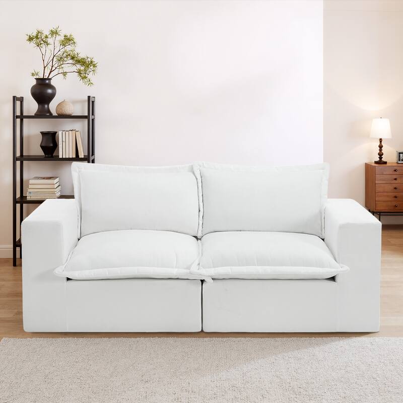 Comfy Cloud Chenille Upholstered Sectional Sofa with Pillow-Top Cushion - Beige-2 Piece