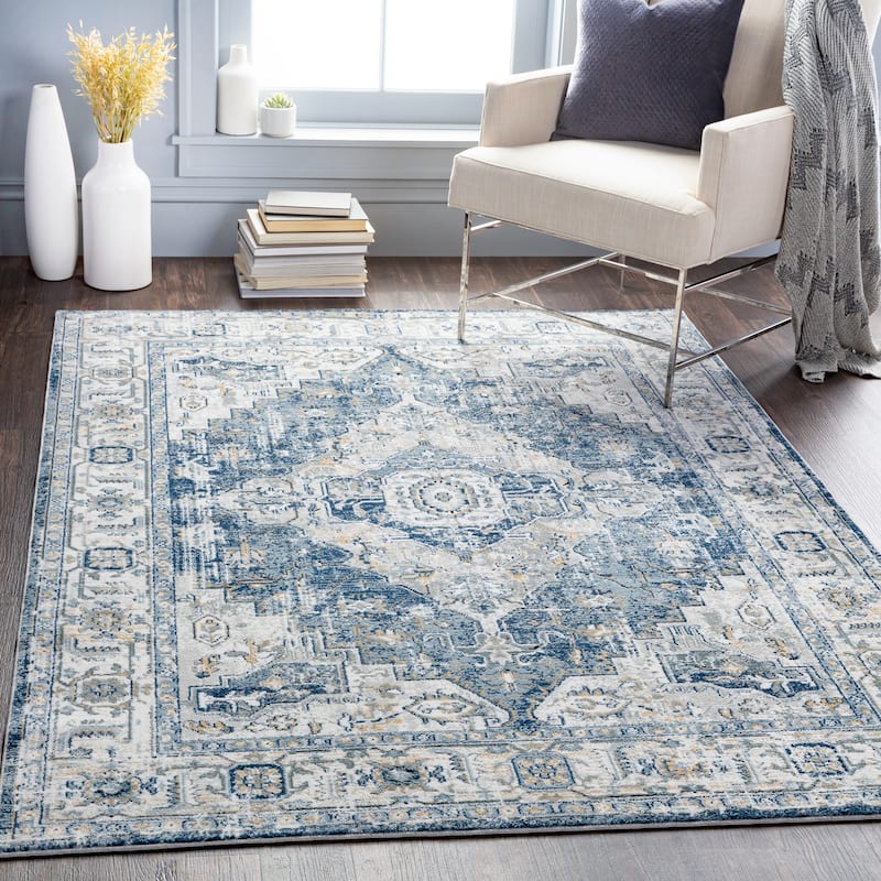 Livabliss Annuska Persian Medallion Area Rug - Dark Blue - 8'10" x 12'
