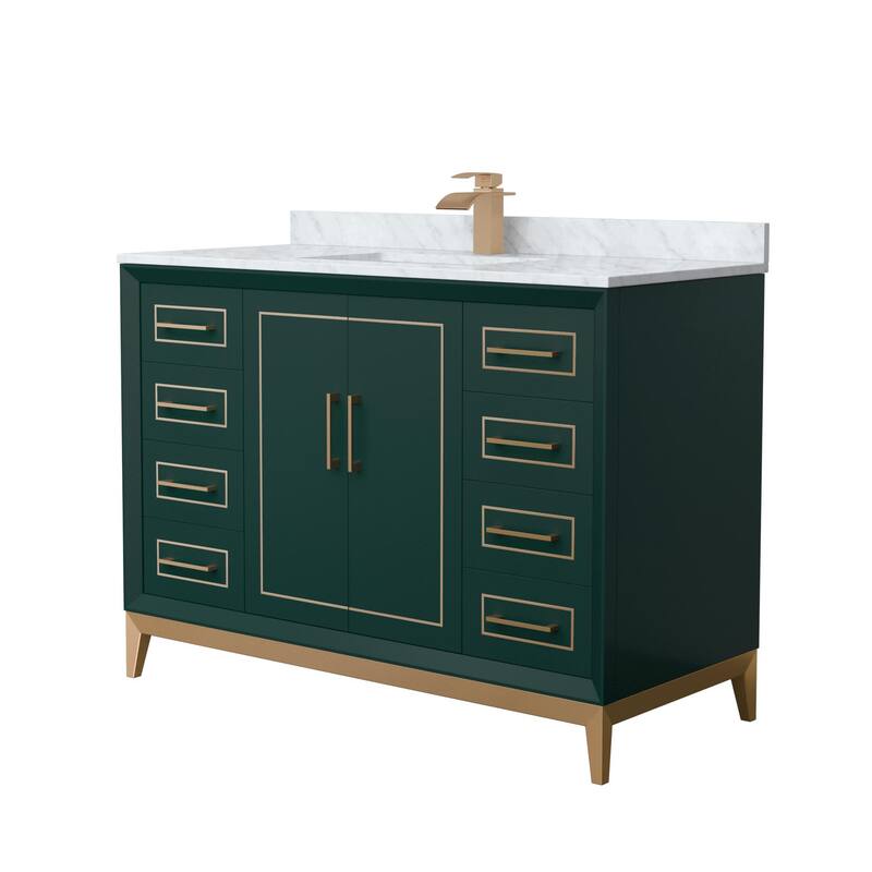 Wyndham Collection WCH515148S-NAT-UNSMXX Marlena 48" Free Standing - Green / Satin Bronze Hardware