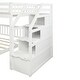 preview thumbnail 5 of 6, Twin Over Full Bunk Bed, Wood L-Shaped Bunk Beds with Storage Stairs,Bunk Bed Frame with Guardrails and Ladder,White