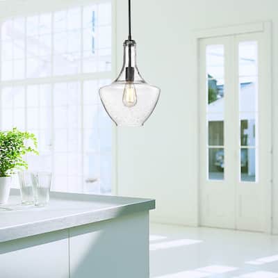 Luna Antique Black Finish Clear Bubble Glass Pendant Chandelier