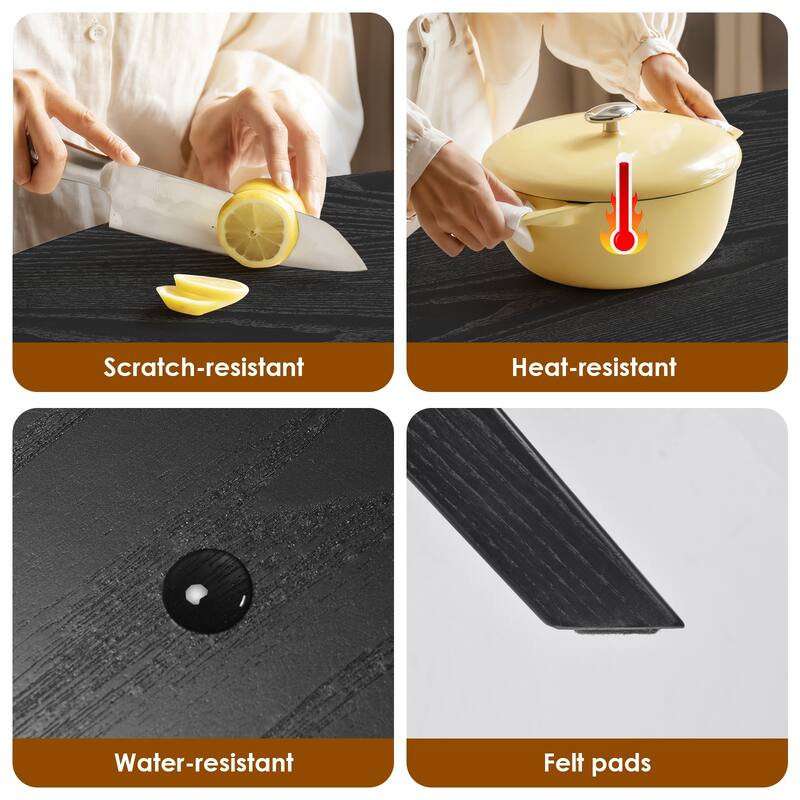 Wood Round Dining Table with X-Shaped Base, Kitchen Table Office Table with Floor Protection Pads, Easy Assembly