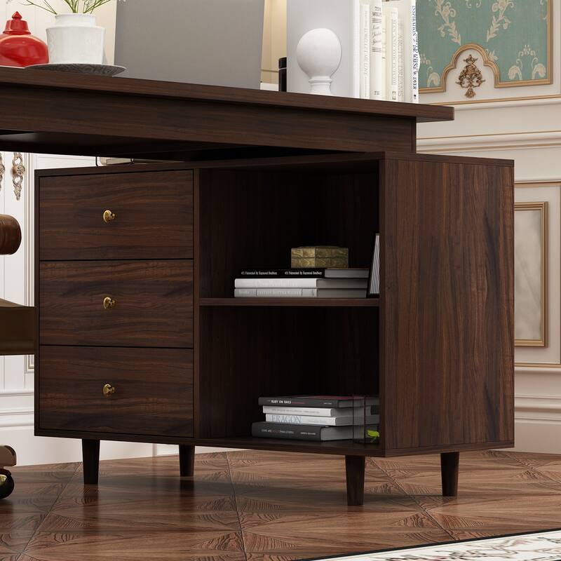 Desk Computer Desk Modern Workstation Business Desk Rustic Brown Black