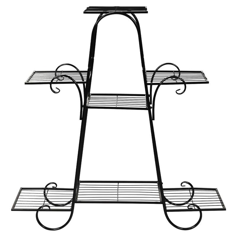 7 Tier Metal Plant Stand with Flat Trays for Indoor and Outdoor Use - 32.5" x 10" x 32" (L x W x H)
