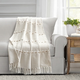 Lush Decor Herringbone Stripe Yarn Dyed Cotton Woven Tassel Throw ...