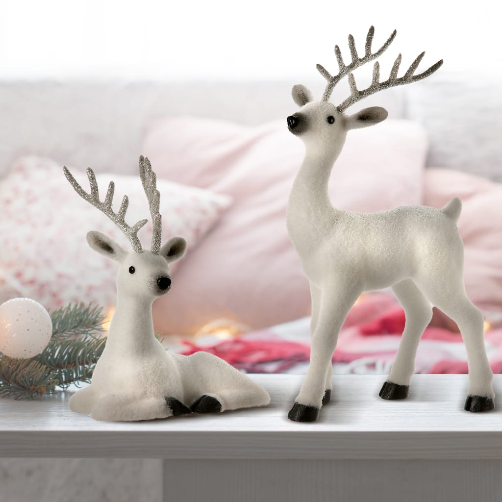 10-15" Frosty Standing & Laying Deer Set of 2