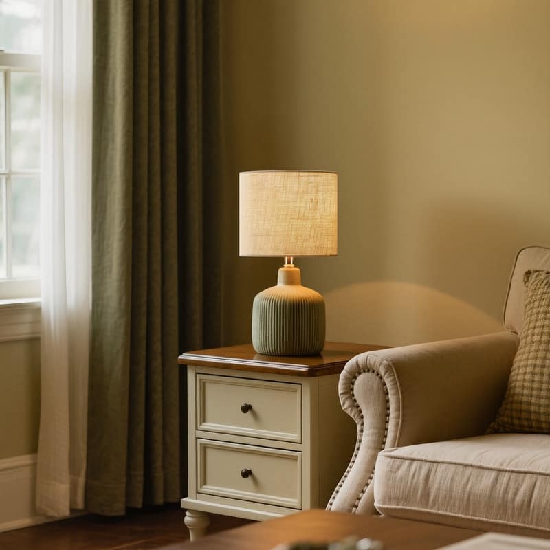 KAWOTI Fluted Ceramic Table Lamp (H18.25" x W10" x D10")