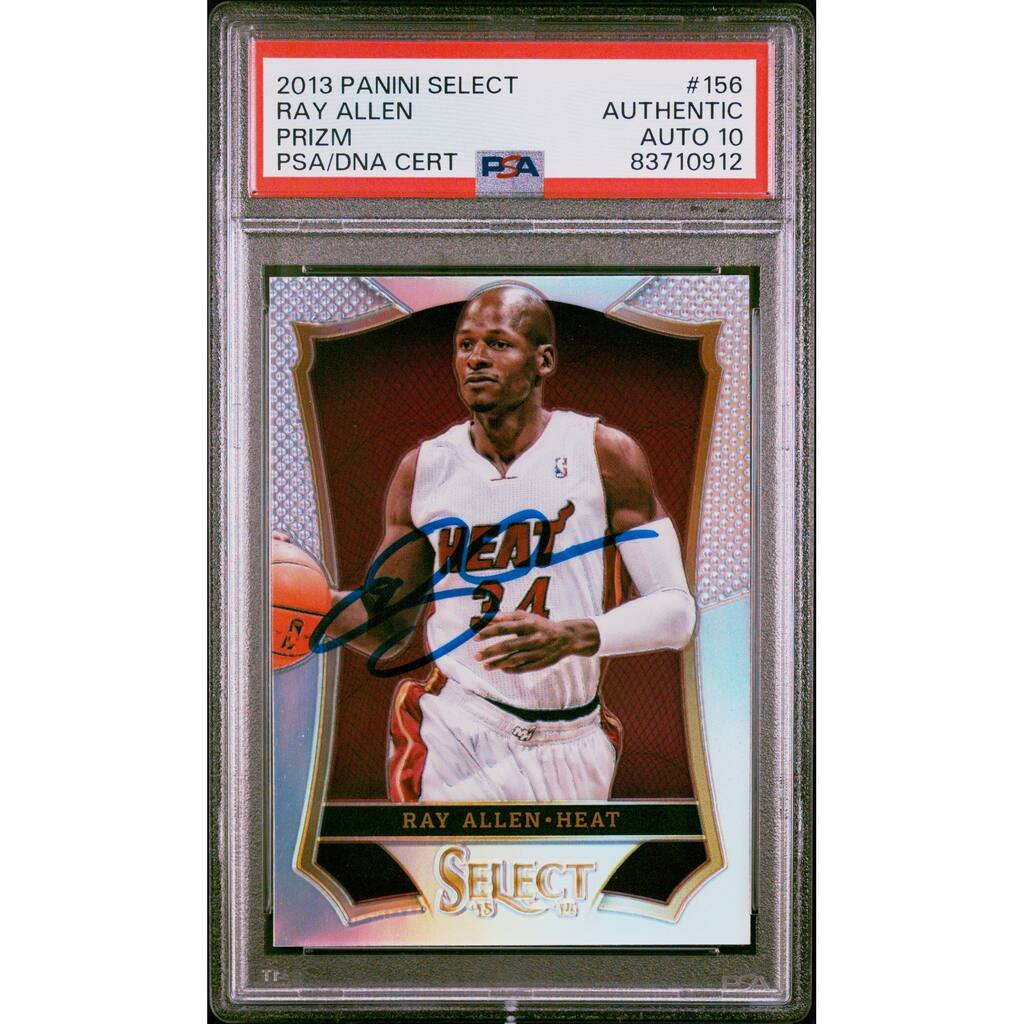 Ray Allen 2013 Panini Select Silver Prizm Signed Card #156 Auto Graded PSA 10 - 8'6" x 11'6"