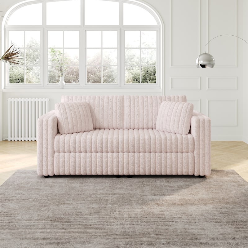 75.6" Soft Modular 2-person Sofa - Highly Comfortable with Distinctive Design. Perfect for Bedroom & Living Room.Light