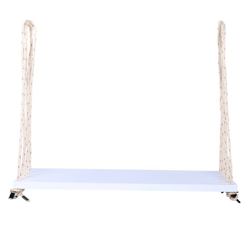 Patio Wood Hanging Swing Bench with Cushion and Pillows