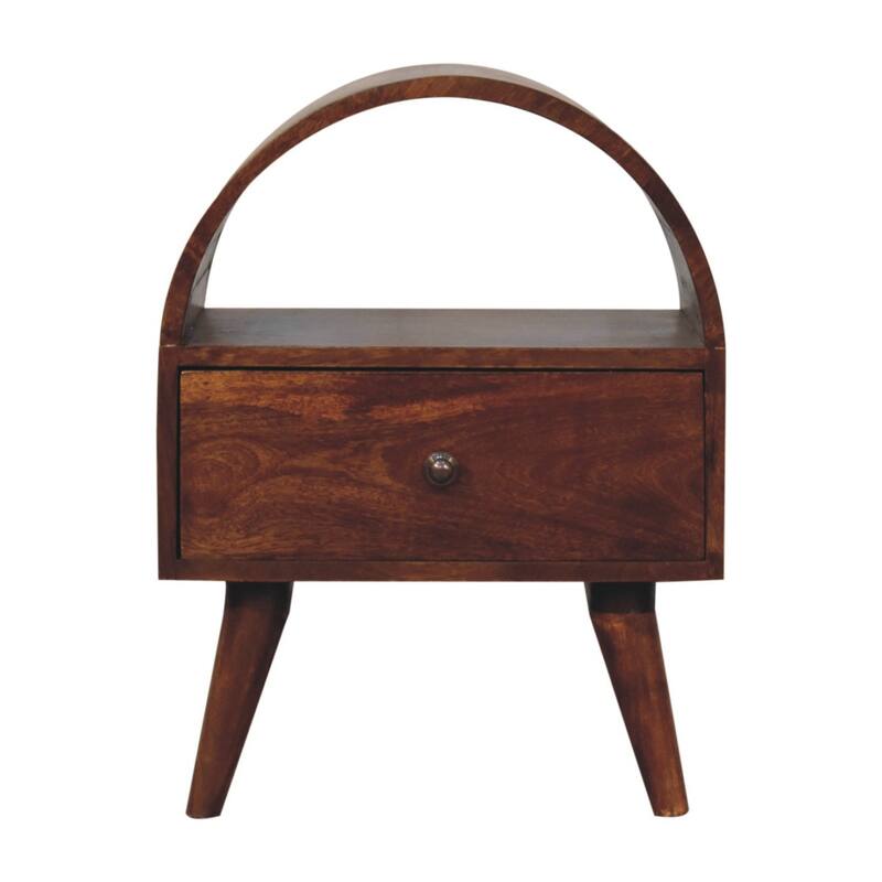 HomeRoots 24" Chestnut Solid Wood Oval Top One Drawer Nightstand