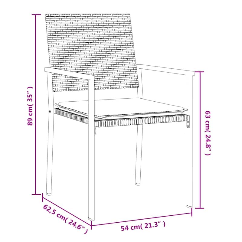 vidaXL Patio Dining Set Outdoor Dining Table and Chair Poly Rattan and Steel